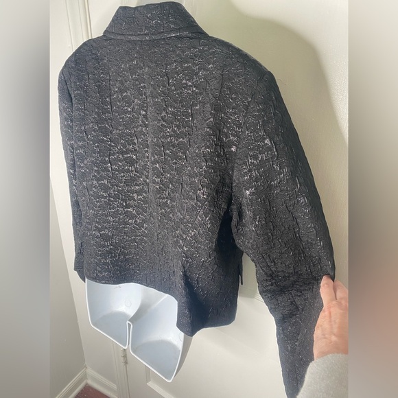 St. John Couture Designer Textured Black Women's Blazer Luxury Jacket - Picture 5 of 8